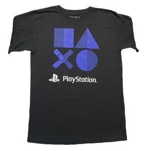 Boxlunch Kids Shirt XL Black Graphic Print Playstation Symbols Tee Logo